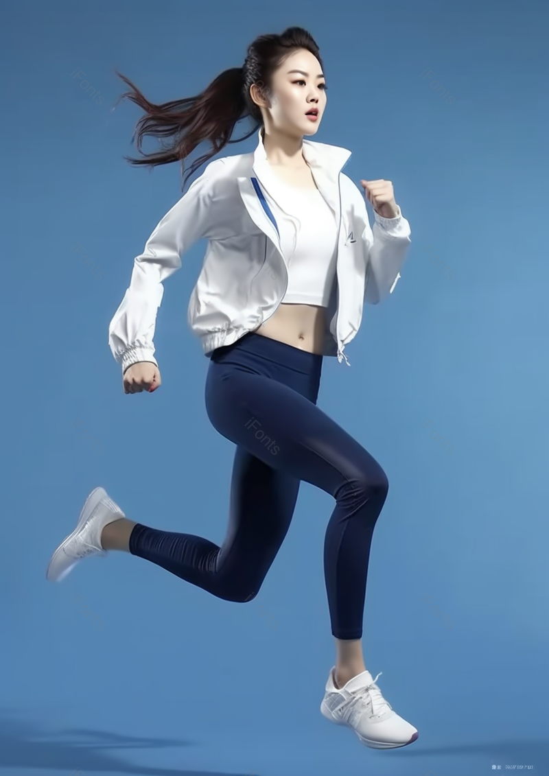 蓝色背景白色衣服年轻女子健身运动活力四射健康运动,高清,摄影图,摄影图片,图片大全,摄影图免费下载